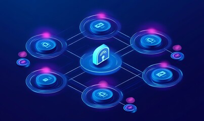 Poster - A digital network graphic illustrating secure connections and data protection.