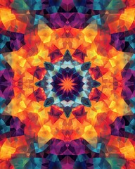 Poster - A vibrant kaleidoscope pattern showcasing an explosion of colors and shapes, ideal for creative projects, backgrounds, and digital art.