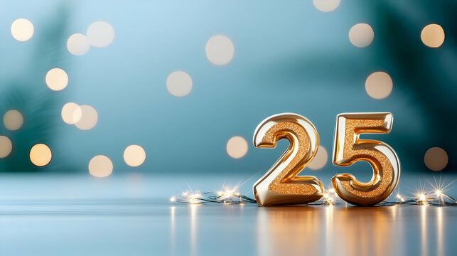 Sparkling Golden 2025 on a Dark Background