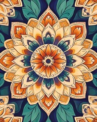 Poster - A vibrant mandala design featuring intricate floral patterns and rich colors that symbolize harmony and balance in various cultures.
