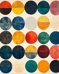 Poster - A vibrant display of colorful circular patterns, showcasing a blend of textures and hues. Perfect for artistic projects, backgrounds, or creative designs.