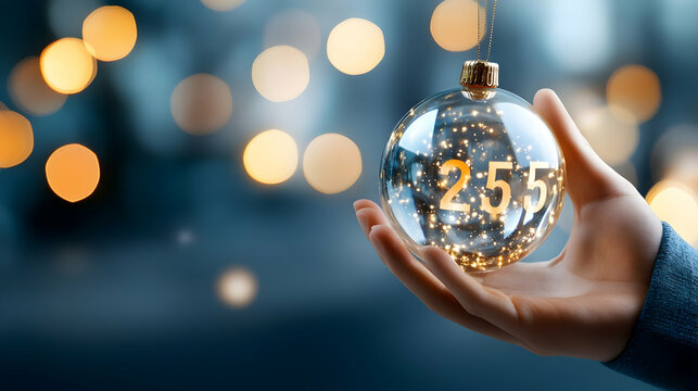 Sparkling Golden 2025 on a Dark Background