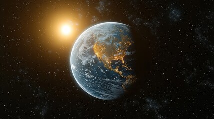 Poster - Earth's rotating beauty against the cosmic backdrop space digital art universe aerial perspective natural wonders