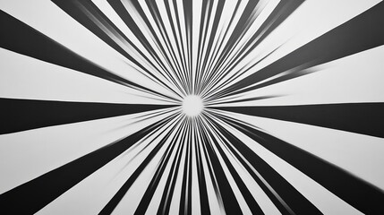 Poster - Abstract black and white pattern radiating outward, creating a sense of depth and motion. Ideal for modern designs, backgrounds, and creative projects.