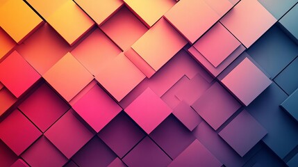 Poster - Vibrant abstract background featuring a mosaic of colorful 3D squares, creating a sense of depth and dimension with modern design elements.