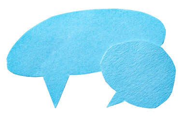 Poster - Blue blank cut out cardboard paper speech bubbles with copy space for text on transparent background design elements