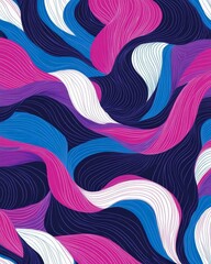 Poster - A vibrant, abstract design featuring flowing lines and waves in shades of pink, blue, and white, creating a dynamic and modern visual experience.