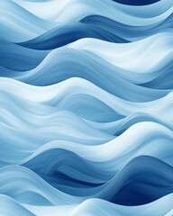 Poster - Abstract depiction of flowing water waves, showcasing smooth curves and gradients in shades of blue. Ideal for environmental themes and artistic projects.