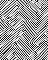 Poster - A dynamic black and white linear pattern featuring sharp angles and varied spacing, perfect for backgrounds, wallpapers, or artistic projects.