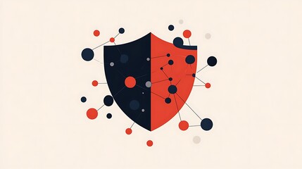 Poster - A stylized shield design with interconnected dots, symbolizing protection and connectivity.