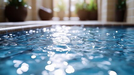 Canvas Print - Close-up of rippling water in a luxury pool.