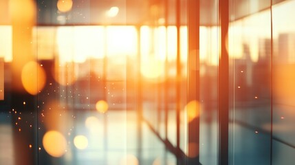 Poster - A warm, sunlit interior with reflections and bokeh effects, creating a serene atmosphere.