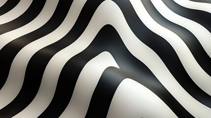 Poster - A striking pattern of black and white waves creates a dynamic visual effect, perfect for backgrounds, art, or design projects.