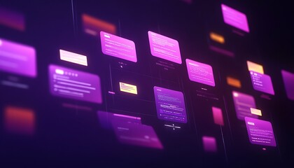 Aufkleber - Abstract visualization of digital messages in vibrant colors, representing communication data.