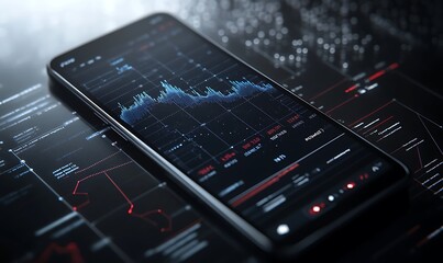 Poster - A smartphone displaying a data analysis graph on a digital interface.