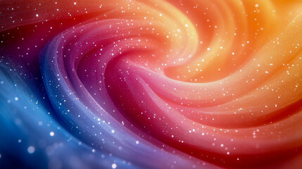 Poster - Vivid, glowing swirl of orange, purple, and red hues with glittering particles, evoking a dreamy, cosmic aesthetic