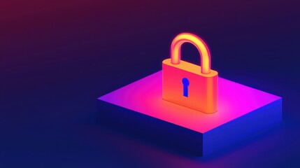 Poster - A vibrant digital illustration of a padlock on a colorful platform, symbolizing security and protection in a modern context.