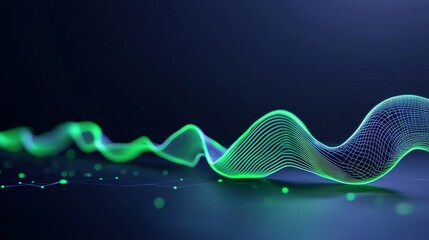 Poster - An abstract 3D technology background with futuristic geometric and scientific neon elements. A digital plexus wallpaper for business concepts, medical structures, and stock. Created through computer
