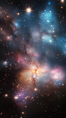 Wall Mural - Vast cosmic explosion revealing a colorful galactic landscape in deep space