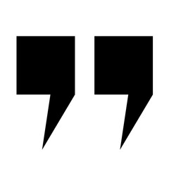 Poster - the icons of the square quotes are black on a white background. a set of linear icons. a speech bubb