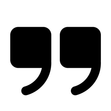 The quotation mark icons are black on a white background. A speech bubble in the chat, a check mark or a checkbox, and quote icons in the comments. A set of linear icons. Vector EPS 10.
