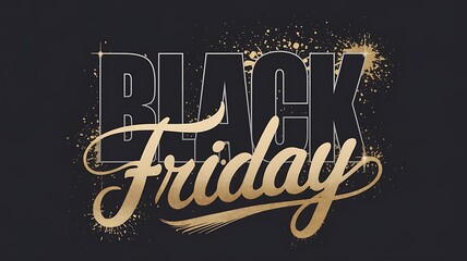 Premium Black Friday Design Combining Bold Black Letters, Artistic Gold Script, and Subtle Gold Accents on a Dark Background for a Sleek and Elegant Look