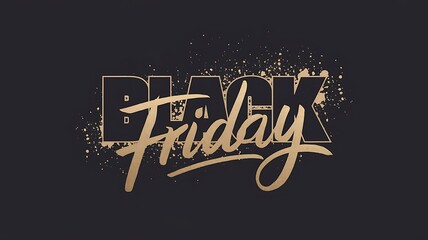 Premium Black Friday Design Combining Bold Black Letters, Artistic Gold Script, and Subtle Gold Accents on a Dark Background for a Sleek and Elegant Look