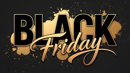 Premium Black Friday Design Combining Bold Black Letters, Artistic Gold Script, and Subtle Gold Accents on a Dark Background for a Sleek and Elegant Look