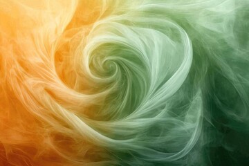 Aufkleber - Abstract green and orange swirling smoke creating a mesmerizing vortex