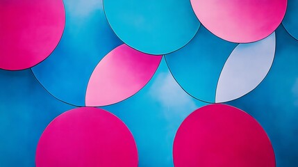 Wall Mural - Abstract background with overlapping pink and blue circles.