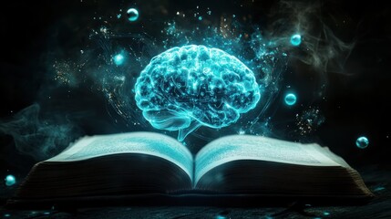 Poster -  open book with a glowing brain above it.