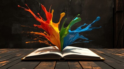 Wall Mural - a laptop with paint splashing out, shown in a stock image.
