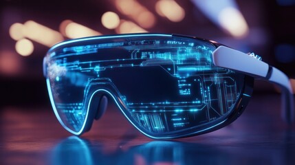 Poster - Futuristic smart glasses with digital interface display.