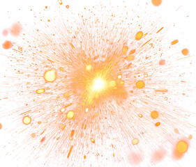 Poster - A vibrant explosion of golden particles radiating outward, creating a dynamic, energetic display.