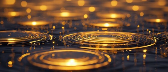 Poster - Dynamic ripple movement of glowing digital rings across a virtual space for enhanced user engagement and visual appeal