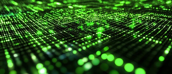 Poster - Dynamic digital matrix with holographic displays emerging in futuristic urban environment