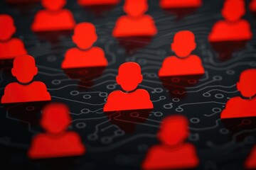 Poster - Image features red user icons on a dark background, suggesting themes of digital identity, technology, and connectivity.