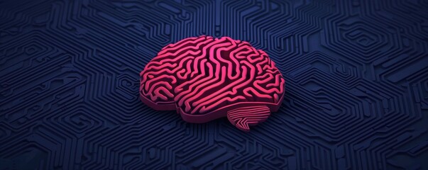 Poster - A vivid, stylized representation of a brain with intricate patterns, set against a dark blue background, emphasizing creativity and cognitive function.