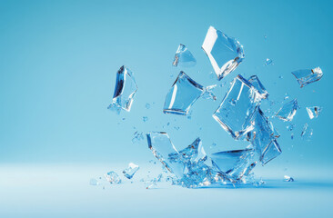 Aufkleber - Abstract white background with glass fragments, 3D visualization illustration, modern background, graphic design