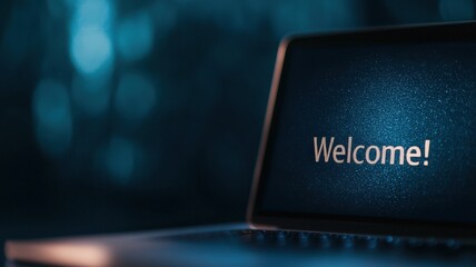 register and confirmation. A sleek laptop displays a glowing 
