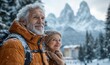 © ANOUAR - Senior couple hiking joyfully through a scenic snowy winter landscape