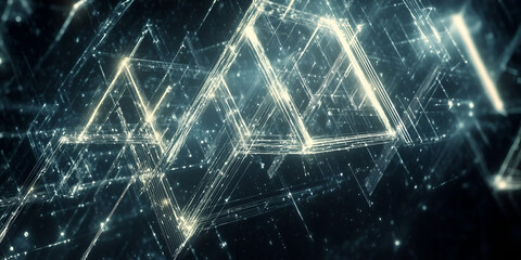 Poster - crystalline network: abstract digital art depicting a mesmerizing network of glowing, interconnected