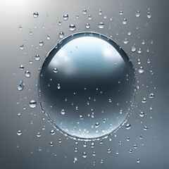 Poster - A close-up of a water droplet on a smooth surface, showcasing intricate details and reflections, creating a serene and refreshing visual effect.