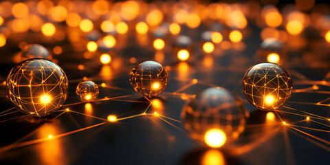 Poster - Illuminated Network: Abstract spheres interconnected by glowing lines, symbolizing global connectivity, innovation, and technological advancement.  