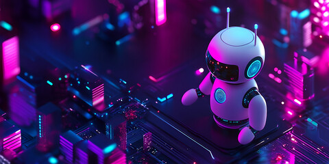 Poster - Cyberpunk Cityscape Robot 
