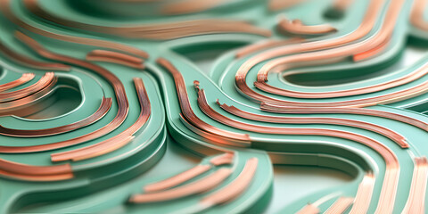 Poster - Abstract Copper and Green Pattern: A mesmerizing blend of copper and green hues creates an intricate, abstract pattern, reminiscent of circuitry or a futuristic landscape.