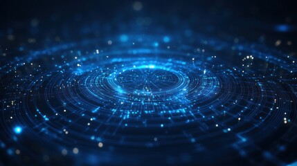 Fototapete - Abstract digital background with glowing blue circles.