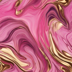 Poster - A luxurious abstract artwork with flowing pink and gold hues, creating a vibrant and elegant design. Ideal for branding, digital art, wallpapers, or textile applications.