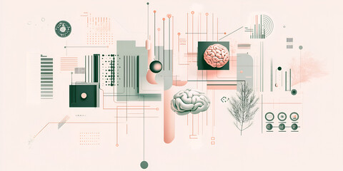 Poster - Abstract Brain Technology:  A visually arresting abstract illustration of a brain at the center of intricate, interconnected technology, symbolizing the power of intelligence, innovation.