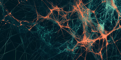 Poster - Intricate Network: A mesmerizing abstract pattern of interconnected lines and nodes, resembling a neural network or a complex web. Evokes concepts of connectivity, communication.